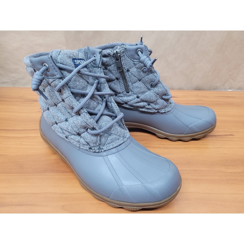 Sperry Women's Gulf Wool Quilt Duck Boot‎ STS85656 Grey Sz 6